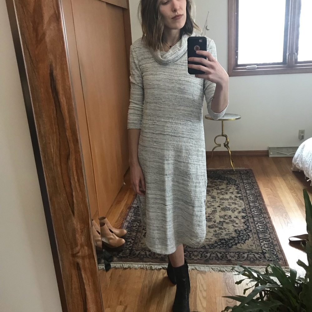 Cowl neck maxi sweater dress